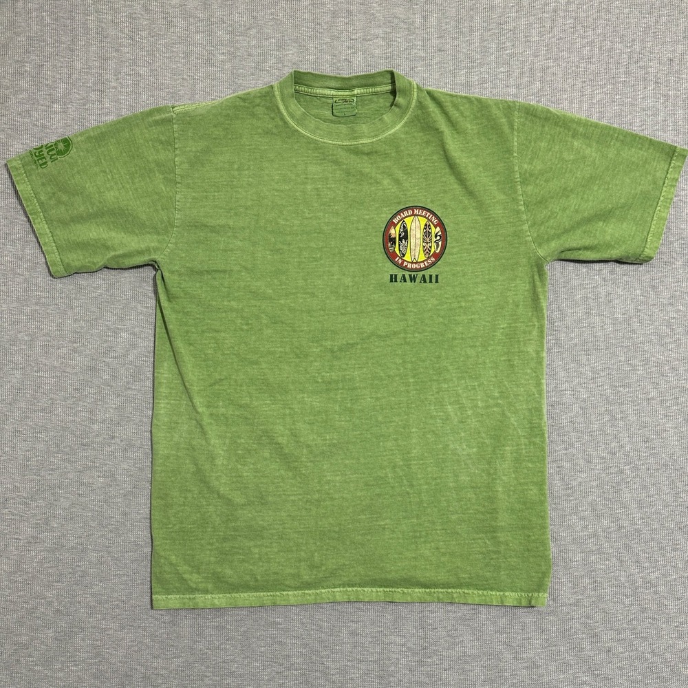 Crazy Shirts Hawaii Board Meeting In Progress Green Mineral Wash T-Shirt Mens L
